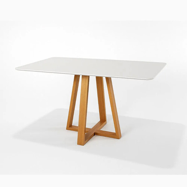 Mesa De Jantar Luna Retangular Tampo Laqueado Com Vidro 120x9