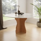 Mesa De Jantar Luxo Jade 90cm Off White Redonda Pé Em Mdf