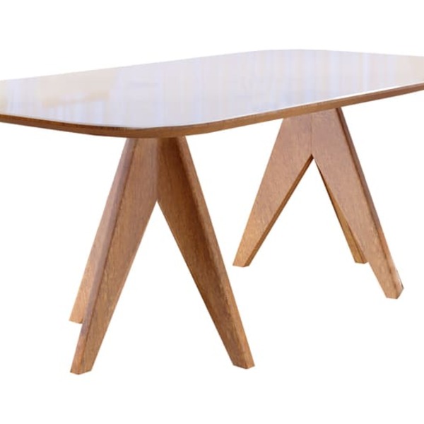 Mesa De Jantar Madeira C Vidro 2,0x1,0m - Safira - Harmonia