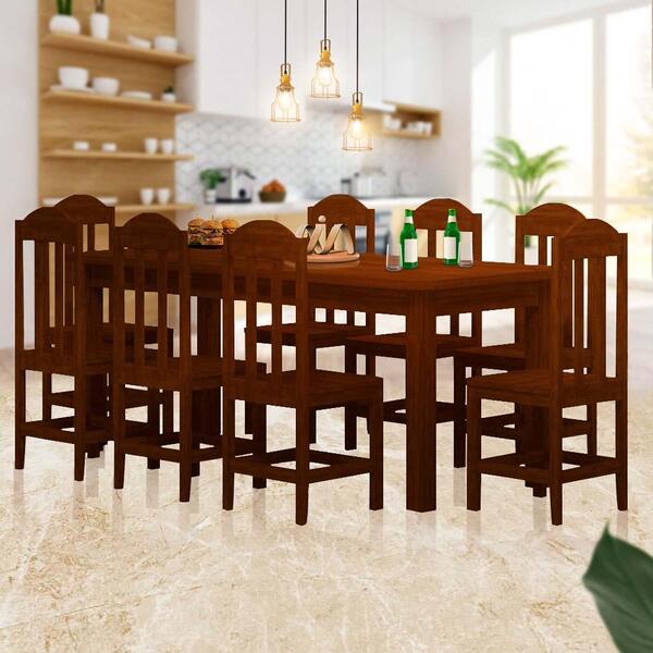 Mesa De Jantar Madeira Maciça 8 Lugares Safira Castanho Shop