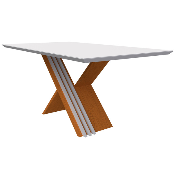 Mesa De Jantar Madrid C/vidro 160x90 Ypê/off White - Folk Móv