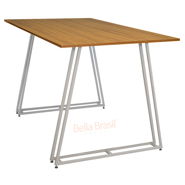 Mesa De Jantar Maia Retangular Com Tampo De Madeira Mdf - Vár