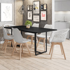 Mesa De Jantar Maldiva 180 Cm Preto F01 Com 04 Cadeiras Ayla