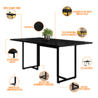 Mesa De Jantar Maldiva 180 Cm Preto F01 Com 04 Cadeiras Ayla