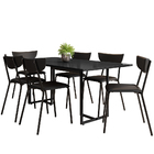 Mesa De Jantar Maldiva Industrial Preto F01 Com 06 Cadeiras F