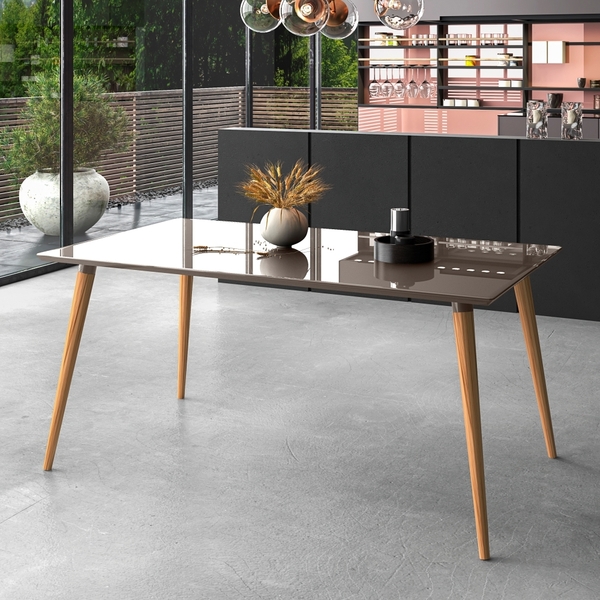 Mesa De Jantar Mariah Cinza Pérola 6 Lugares