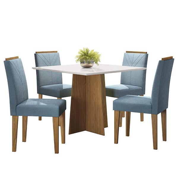 Mesa De Jantar Marina 100x100 Com 4 Cadeiras Amanda - Pr Móve