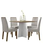 Mesa De Jantar Marina 100x100 Tampo Madeirado Com 4 Cadeiras