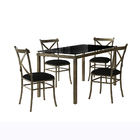 Mesa De Jantar Marrocos 4 Cadeiras New Katrina Estofada Preta