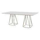 Mesa De Jantar Milão Retangular Off White Com Base Metal Cham