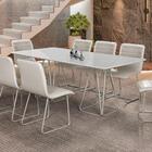 Mesa De Jantar Milão Retangular Off White Com Base Metal Cham