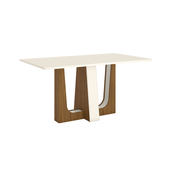 Mesa De Jantar Milla 160 Cm Nature E Off White Canto Reto - D