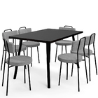 Mesa De Jantar Montreal Preto 135cm Com 06 Cadeiras Industria