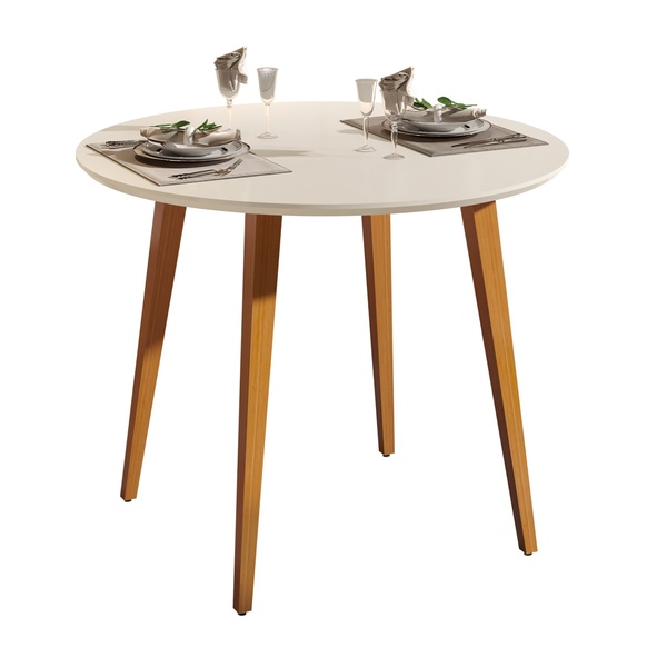 Mesa De Jantar Murano 90x90 Off White/Legno – Mérito Movelaria