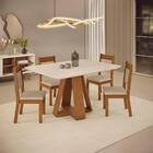 Mesa De Jantar Nápoles 4 Lugares 120x90cm Tampo Vidro E Mdf