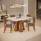 Mesa De Jantar Nápoles 4 Lugares 120x90cm Tampo Vidro E Mdf