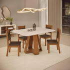 Mesa De Jantar Nápoles 4 Lugares 120x90cm Tampo Vidro E Mdf