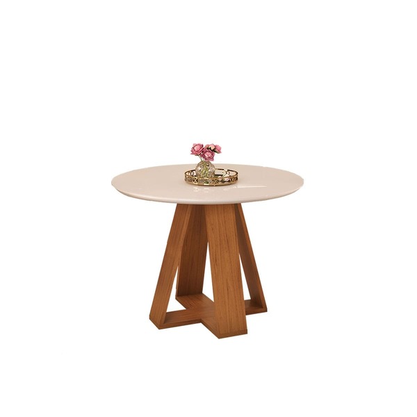 Mesa De Jantar Nápoles Redonda 1035x1035x30mm Tampo Vidro E M