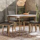 Mesa De Jantar Napoli 120x80 Com 4 Cadeiras Vicenza Veludo Am