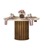 Mesa De Jantar Neiva Com Tampo Chanfrado Redondo E Vidro Pint