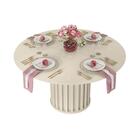 Mesa De Jantar Neiva Com Tampo Chanfrado Redondo E Vidro Pint