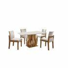 Mesa De Jantar Nuance 135x90cm 4 Cadeiras Modernas Mônaco Cas