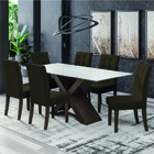 Mesa De Jantar Off White Dubai 6 Cadeiras Castanho / Cacau