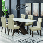Mesa De Jantar Off White Dubai 6 Cadeiras Castanho/areia