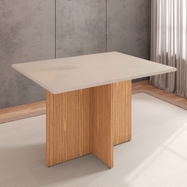 Mesa De Jantar Ohara Off White/noce 4 Lugares