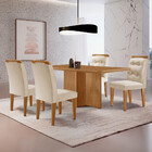 Mesa De Jantar Olímpia 120cm Mdf Canto Copo E Com 4 Cadeiras