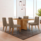 Mesa De Jantar Olímpia 120cm Mdf Canto Copo E Com 4 Cadeiras