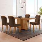 Mesa De Jantar Olímpia 120cm Mdf Canto Copo E Com 4 Cadeiras