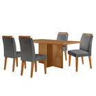 Mesa De Jantar Olímpia 120cm Mdf Canto Copo E Com 4 Cadeiras