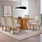 Mesa De Jantar Olímpia 120cm Mdf Canto Copo E Com 4 Cadeiras