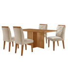 Mesa De Jantar Olímpia 120cm Mdf Canto Copo E Com 4 Cadeiras