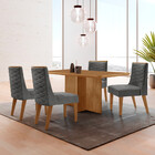 Mesa De Jantar Olímpia 120cm Mdf Canto Copo E Com 4 Cadeiras