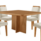 Mesa De Jantar Olímpia 90cm Mdf Canto Copo E Com 4 Cadeiras A