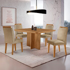 Mesa De Jantar Olímpia 90cm Mdf Canto Copo E Com 4 Cadeiras A