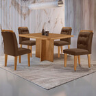 Mesa De Jantar Olímpia 90cm Mdf Canto Copo E Com 4 Cadeiras C