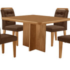 Mesa De Jantar Olímpia 90cm Mdf Canto Copo E Com 4 Cadeiras C
