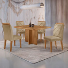 Mesa De Jantar Olímpia 90cm Mdf Canto Copo E Com 4 Cadeiras M