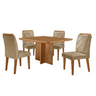 Mesa De Jantar Olímpia 90cm Mdf Canto Copo E Com 4 Cadeiras M