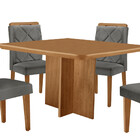 Mesa De Jantar Olímpia 90cm Mdf Canto Copo E Com 4 Cadeiras M