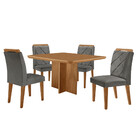 Mesa De Jantar Olímpia 90cm Mdf Canto Copo E Com 4 Cadeiras M