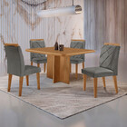 Mesa De Jantar Olímpia 90cm Mdf Canto Copo E Com 4 Cadeiras M