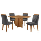 Mesa De Jantar Olímpia 90cm Mdf Canto Copo E Com 4 Cadeiras M