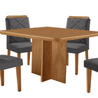 Mesa De Jantar Olímpia 90cm Mdf Canto Copo E Com 4 Cadeiras M