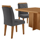 Mesa De Jantar Olímpia 90cm Mdf Canto Copo E Com 4 Cadeiras M