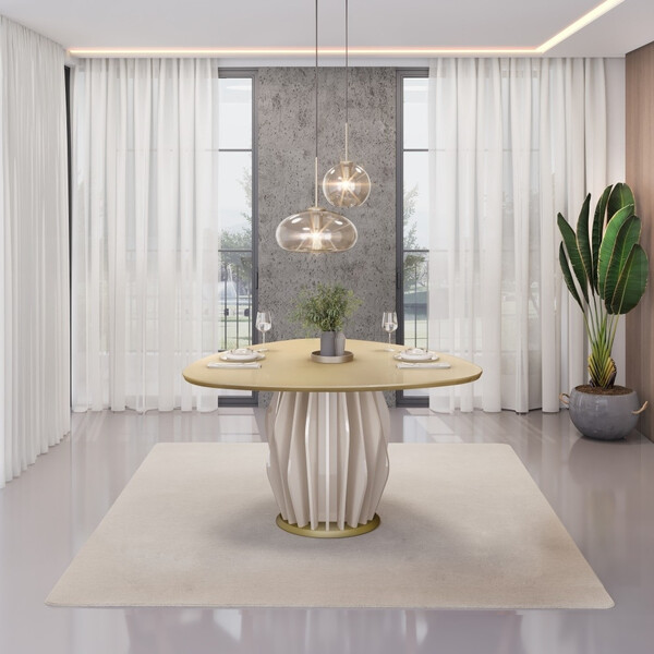 Mesa De Jantar Orgânica 136cm Tokio Dj Móveis