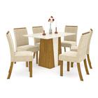 Mesa De Jantar Orus 120cm 6 Cadeiras Vega - Nature/off White